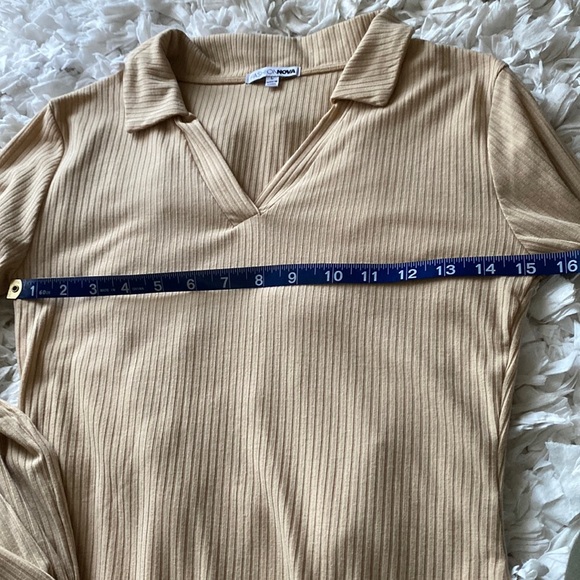 NWOT Fashion Nova tan beige collar dress medium-large - Picture 5 of 7